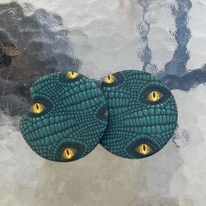 Green Dragon Eyes Car Coasters 2 Pack
